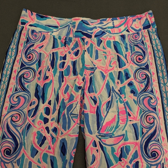 Lilly Pulitzer Harbour Mid Rise Pants Skim Blue Size Medium - Picture 5 of 14